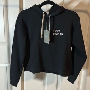 NEW 100% Human Everlane Cropped Hoodie, Black- Size XXS